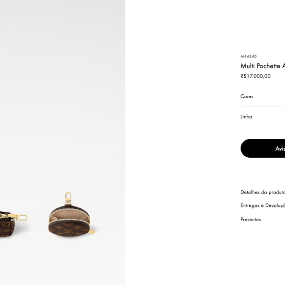 Bolsa grifada de Rafa Justus se divide em três: uma maior, uma menor e uma redondinha que fica presa na alça