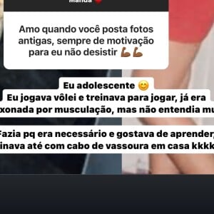 Nesta segunda (29), Gracyanne Barbosa mostrou como era seu corpo antes de ganhar os músculos e ficar 'bombada'