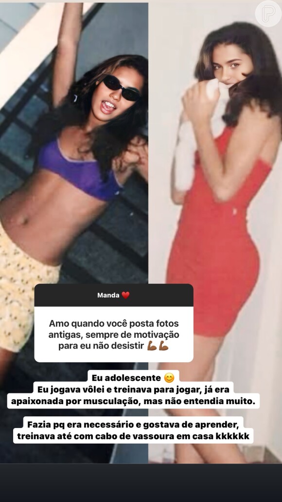 Nesta segunda (29), Gracyanne Barbosa mostrou como era seu corpo antes de ganhar os músculos e ficar 'bombada'