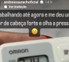 Andressa Urach mostra pressão alta após excesso de trabalho