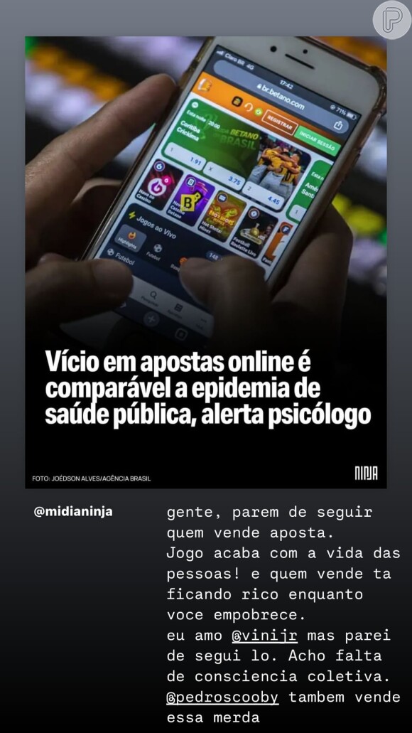 Luana Piovani atacou o ex Pedro Scooby por propaganda de apostas na web e lembrou que o avô chegou a perder duas casas no jogo: 'Quase se matou'