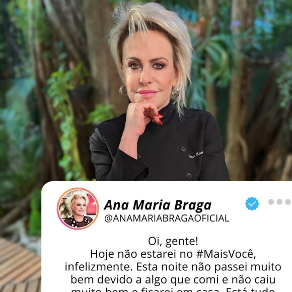 Ana Maria Braga está fora do 'Mais Você' desta quinta-feira, 12 de setembro de 2024