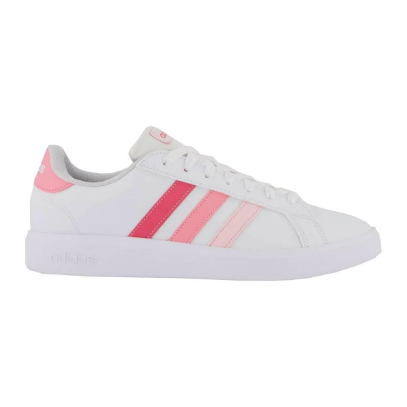 Tênis Grand Court Base 2.0 Stripes Branco e Rosa, Adidas