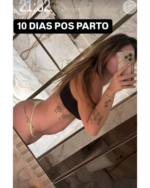 Virgínia Fonseca compartilhou uma foto destacando sua barriga quase trincada depois do parto do terceiro filho