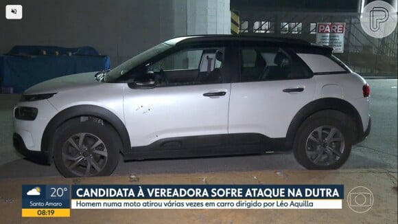 Carro de Léo Áquilla teve os vidros destruídos em tentativa de homicídio contra a repórter