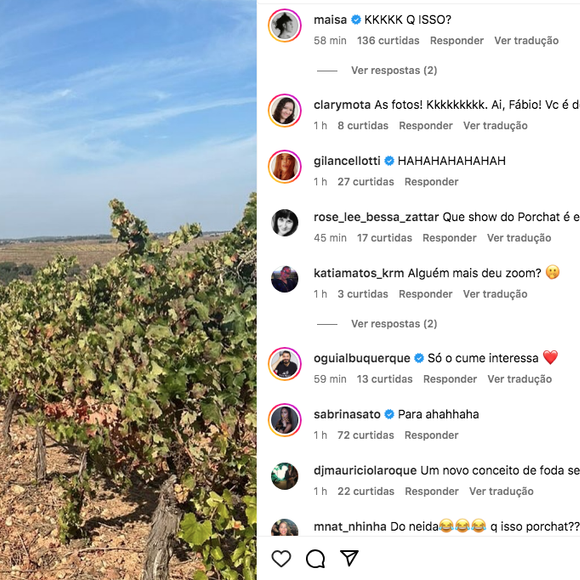 Nomes como Maisa Silva, Sabrina Sato e João Vicente de Castro comentaram publicação de Fábio Porchat