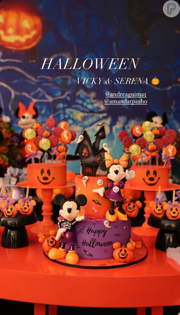 Ana Paula Siebert fez uma festa luxuosa de Halloween para a filha, Vicky, e os amiguinhos nesta terça-feira (08) com personagens vivos, decoração e guloseimas personalizadas