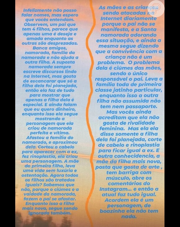 Gabriella Gaspar publicou uma suposta indireta em seus stories do Instagram.