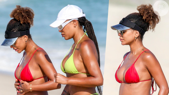 Brunna Gonçalves exibe barriga de gravidez com detalhe que chama atenção da web em dia de praia com Ludmilla. Fotos!