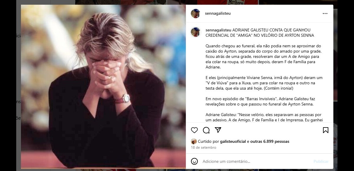 Foto: Adriane Galisteu também curtiu publicação que relembrava o