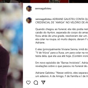 Adriane Galisteu também curtiu publicação que relembrava o tratamento dado a ela no funeral de Ayrton Senna e alfinetava Xuxa