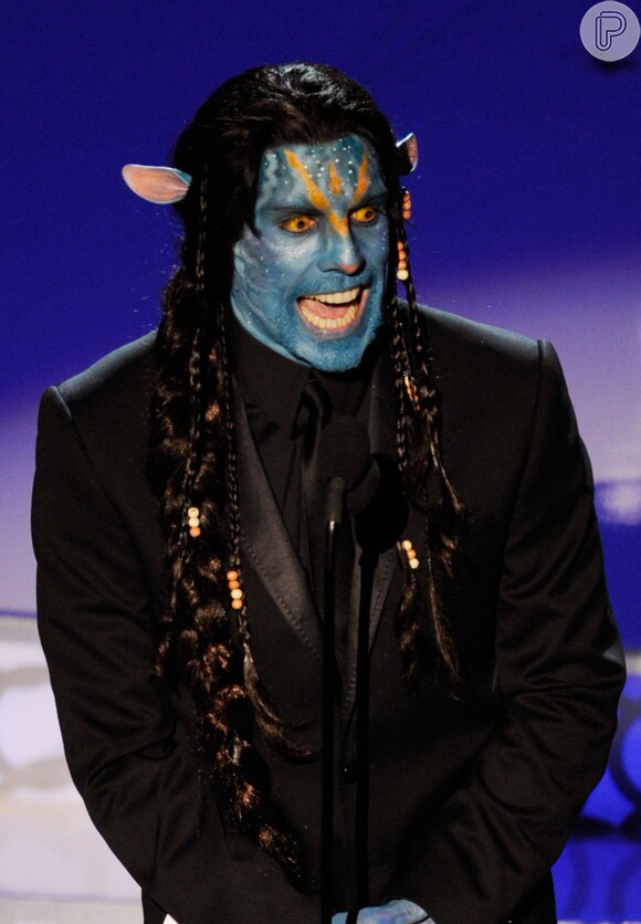 Sucesso no Oscar em 2010, o filme 'Avatar' foi alvo de piadas de Ben Stiller, que apareceu caracterizado como os personagens do longa de ficção dirigido por James Cameron