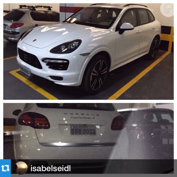 Flávia Sampaio, mulher de Eike Batista, também divulgou no Instagram a foto do carro do marido na garagem do juiz