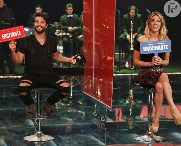 Bruno Gagliasso e Giovanna Ewbank mostraram sintonia e descontração ao participar do programa 'Amor & Sexo', em 2014