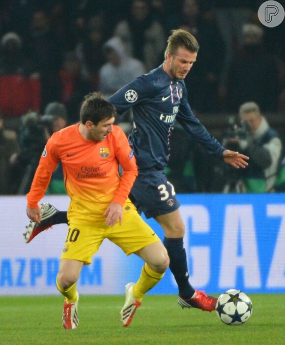 Dois ídolos do futebol europeu, Beckham e Messi se confrontaram pelo campeonato europeu em abril desse ano