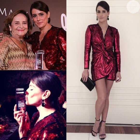 Deborah Secco é premiada como melhor atriz de cinem no Rio e agradece: 'Sem palavras'. Atriz beijou troféu e postou foto no Instagram