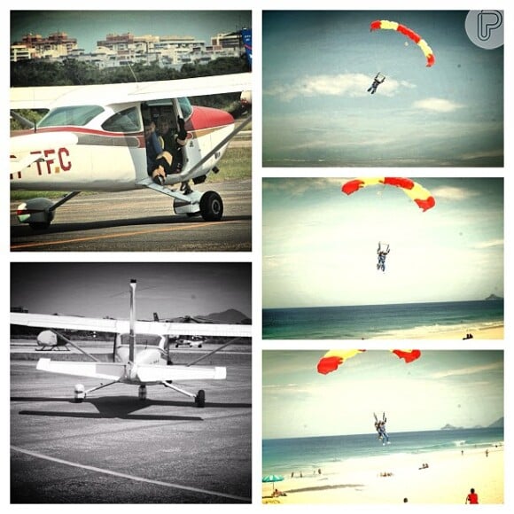 Enzo Motta, filho de Cláudia Raia e Edson Celulari, posta foto saltando de paraquedas, em 15 de maio de 2013