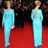 A estrela Jane Fonda usa decotes irregulares no Festival de Cannes