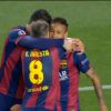 Após o gol, Neymar comemora com seus amigos do Barcelona