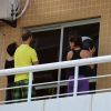 Juliana Paes praticou exercícios com a ajuda de uma bola em uma academia do Rio na manhã desta terça-feira, 7 de julho de 2015