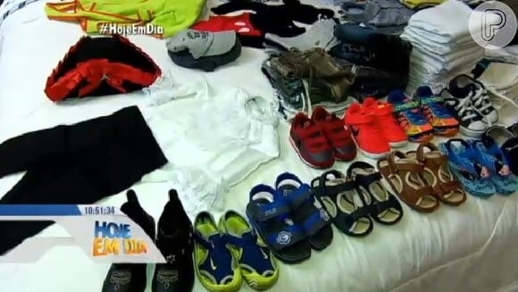 A apresentadora mostrou ainda a coleção de sapatos do menino