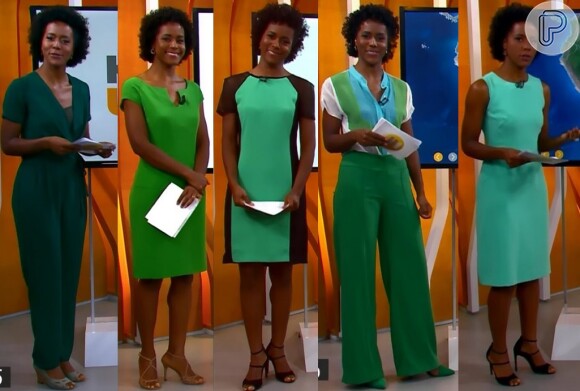 Maria Júlia usa diversos tons da mesma cor muitas vezes combinados entre si, como os modelos verdes