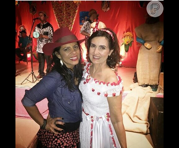 Fátima Bernardes reuniu seus companheiros do programa 'Encontro' em uma animada festa julina na noite de sexta-feira, 18 de julho de 2015