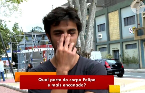 Felipe Simas brincou durante entrevista ao 'Vídeo Show' desta segunda-feira, 20 de julho de 2015: 'O nariz foi a única parada que cresceu meio desproporcional ao resto'