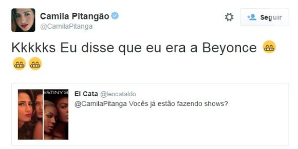 Camila Pitanga brincou com o post sobre semelhança física com Beyoncé