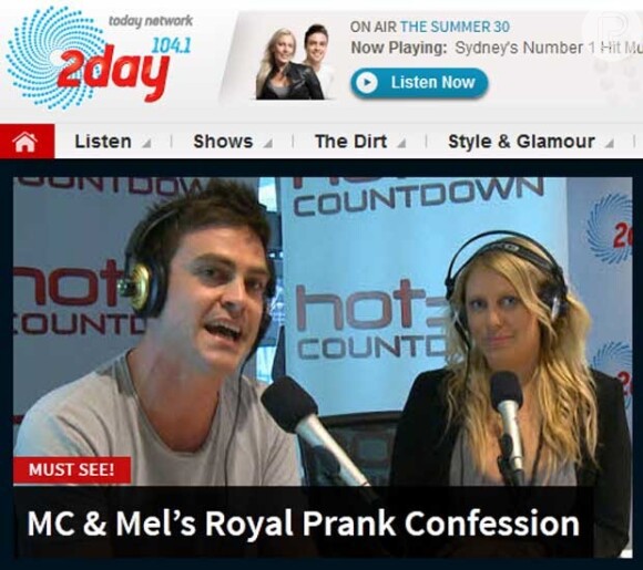 Os locutores australianos Michael Christian e Mel Greig se mostraram arrependidos em entrevista dada a um programa de TV, neste final de semana, em dezembro de 2012
