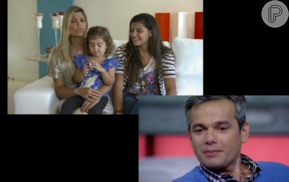Otaviano Costa se emociona com depoimento de Flávia Alessandra, Giulia e Olívia, de 2 anos. O apresentador participou do programa 'Encontro com Fátima Bernardes', da TV Globo, em 9 de agosto de 2013