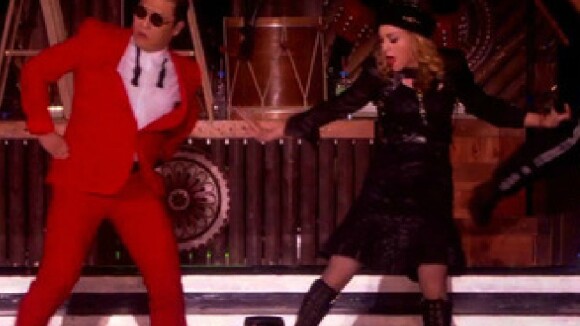 Madonna dança o hit 'Gangnam Style' com o sul-coreano Psy, em Nova Iorque