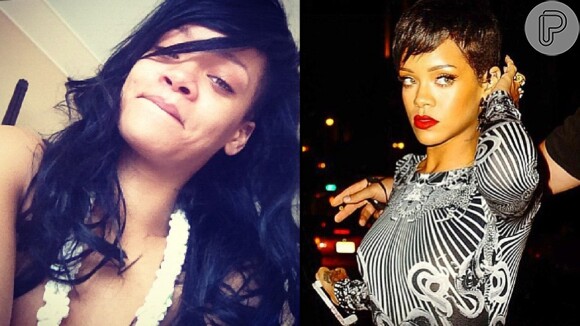 Rihanna, ainda de cabelos grandes, optou por ar natural e descontraído