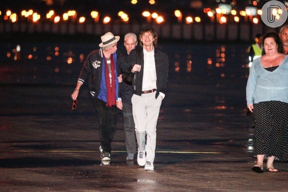 Mick Jagger e os outros integrantes do Rolling Stones já chegaram ao Rio para o show que farão neste sábado, 20 de fevereiro, no Maracanã