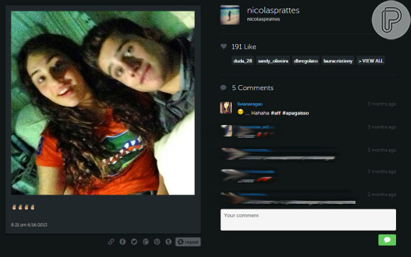 Lívian Aragão pede para Nicolas Prattes apagar uma das primeiras fotos que ele publicou dos dois em sua rede social