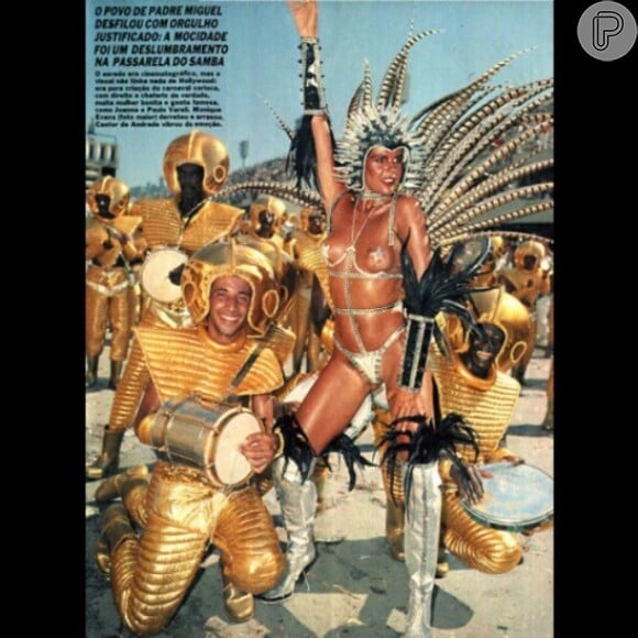 Monique Evans não vai repetir o famoso topless que a consagrou na escola de samba em 1985