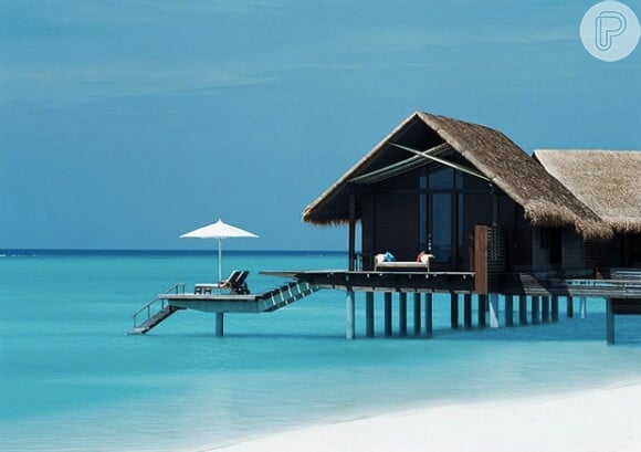 Um dos chalés do Hotel de luxo nas Ilhas Maldivas