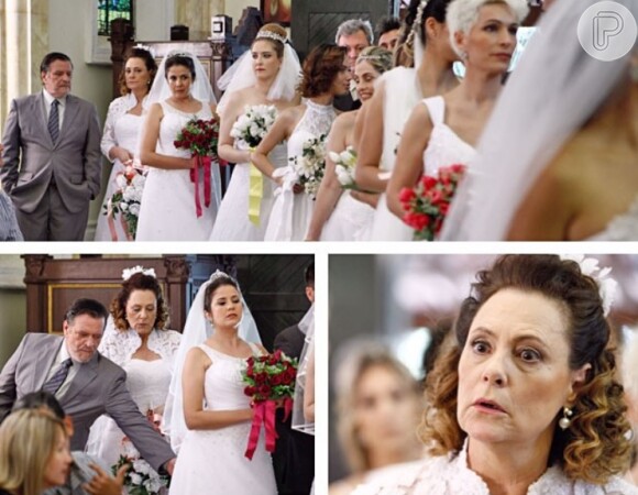 Num casamento coletivo, Márcia (Elizabeth Savala) e Atílio (Luis Melo) preparam para dizer 'sim', mas o noivo começa uma confusão, beliscando o bumbum de uma noiva alheia, em 'Amor à Vida'