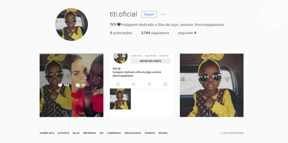 Filha de Bruno Gagliasso e Giovanna Ewbank, ganhou página dedicada a ela no Instagram. Chissomo, apelidada de Titi, tem 2 anos e é natural do Malauí, na África
