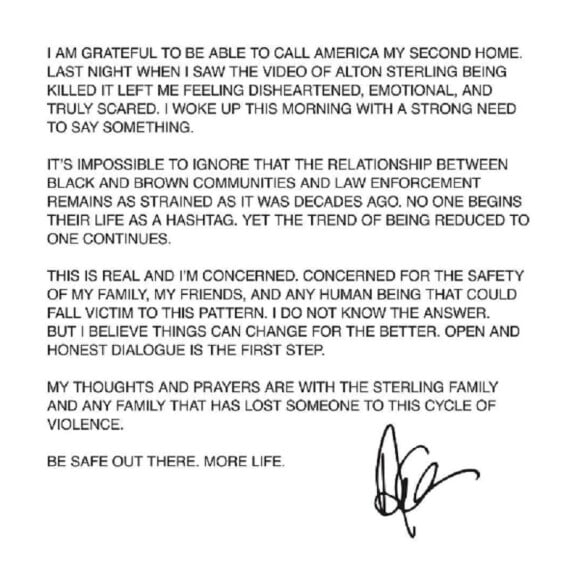 Drake postou uma carta em que se dirigiu à família do jovem negro morto por policiais