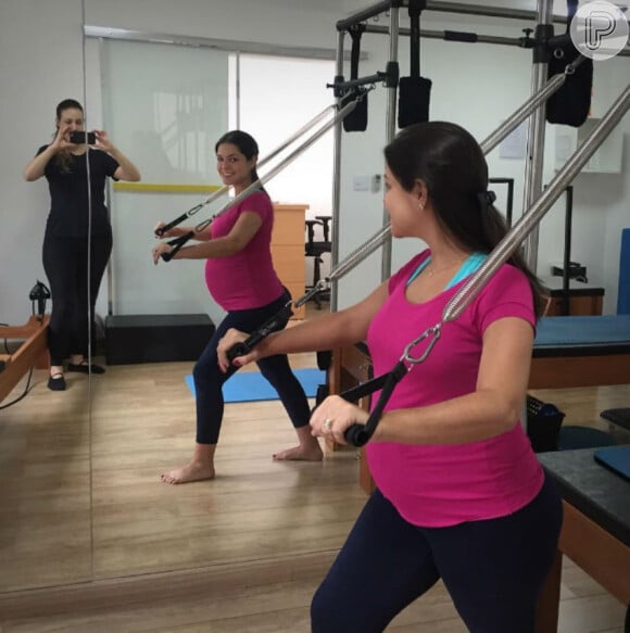 Thais Fersoza não descuidou dos exercícios durante a gravidez de Melinda
