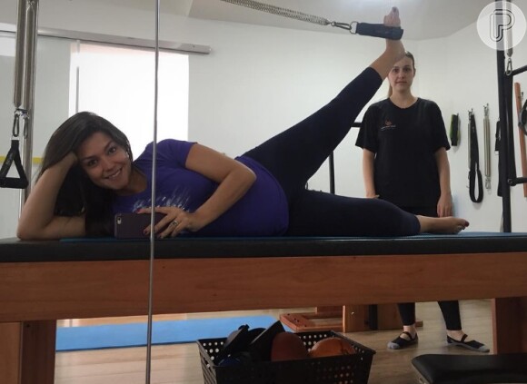 Thais Fersoza não descuidou dos exercícios durante a gravidez de Melinda