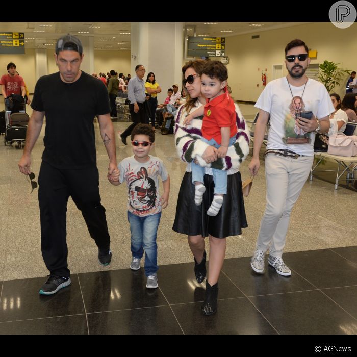 Wanessa Camargo desembarcou com os filhos e Marcos Buaiz em Goiânia nesta segundafeira, 11 de