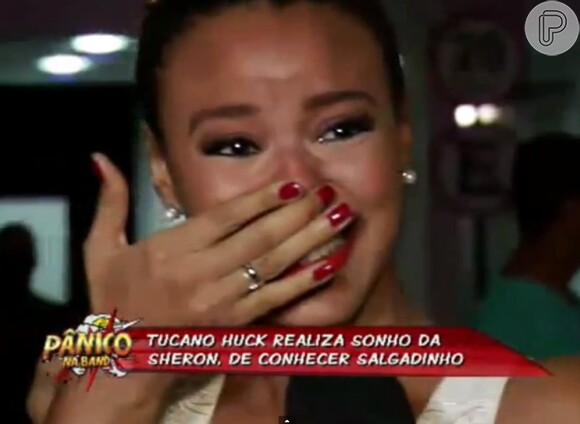 Sheron Menezzes encontrou seu ídolo, Salgadinho, no programa 'Pânico na Band', exibido neste domingo (10 de novembro de 2013)