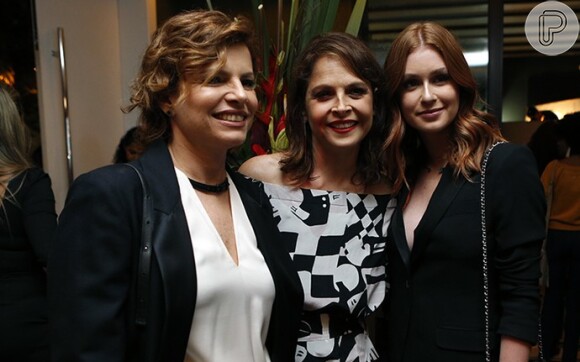 Marina Ruy Barbosa posa com Debora Bloch e Drica Moraes no lançamento de 'Justiça'