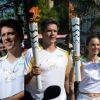 Fabio Porchat, Marcio Garcia e Alessandra Ambrosio carregaram a tocha olímpica no dia da abertura dos Jogos Olímpicos no Rio de Janeiro nesta sexta-feira, dia 05 de agosto de 2016