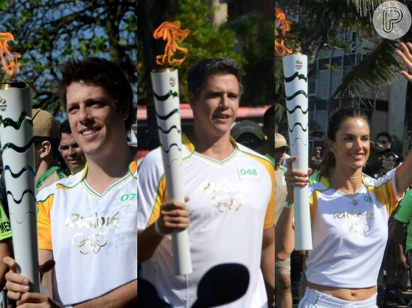 Fabio Porchat, Marcio Garcia e Alessandra Ambrosio carregaram a tocha olímpica no dia da abertura dos Jogos Olímpicos no Rio de Janeiro nesta sexta-feira, dia 05 de agosto de 2016