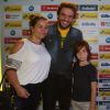 Rodrigo Lombardi foi com a mulher, Betty Baumgarten, e o filho, Rafael, ao Epaço Time Brasil, no Rio, neste sábado, 6 de agosto de 2016