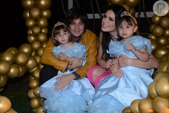 Leandro e Natália Guimarães comemoram aniversário de 3 anos das filhas gêmeas, Maya e Kiara