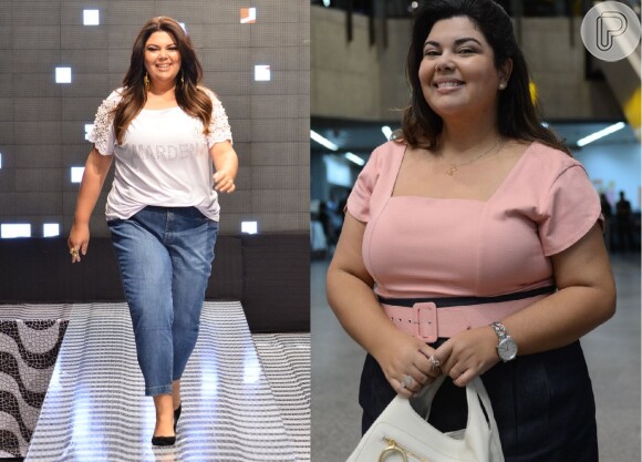 Fabiana Karla perdeu peso desde que entrou para o elenco de 'Amor à Vida', na qual interpreta a personagem Perséfone. Nas fotos, é possível ver a mudança na silhueta da atriz